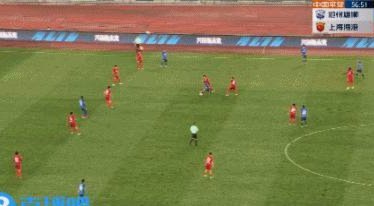 刘祝润助攻，杨希摆脱防守后推射破门，海港1-1海牛